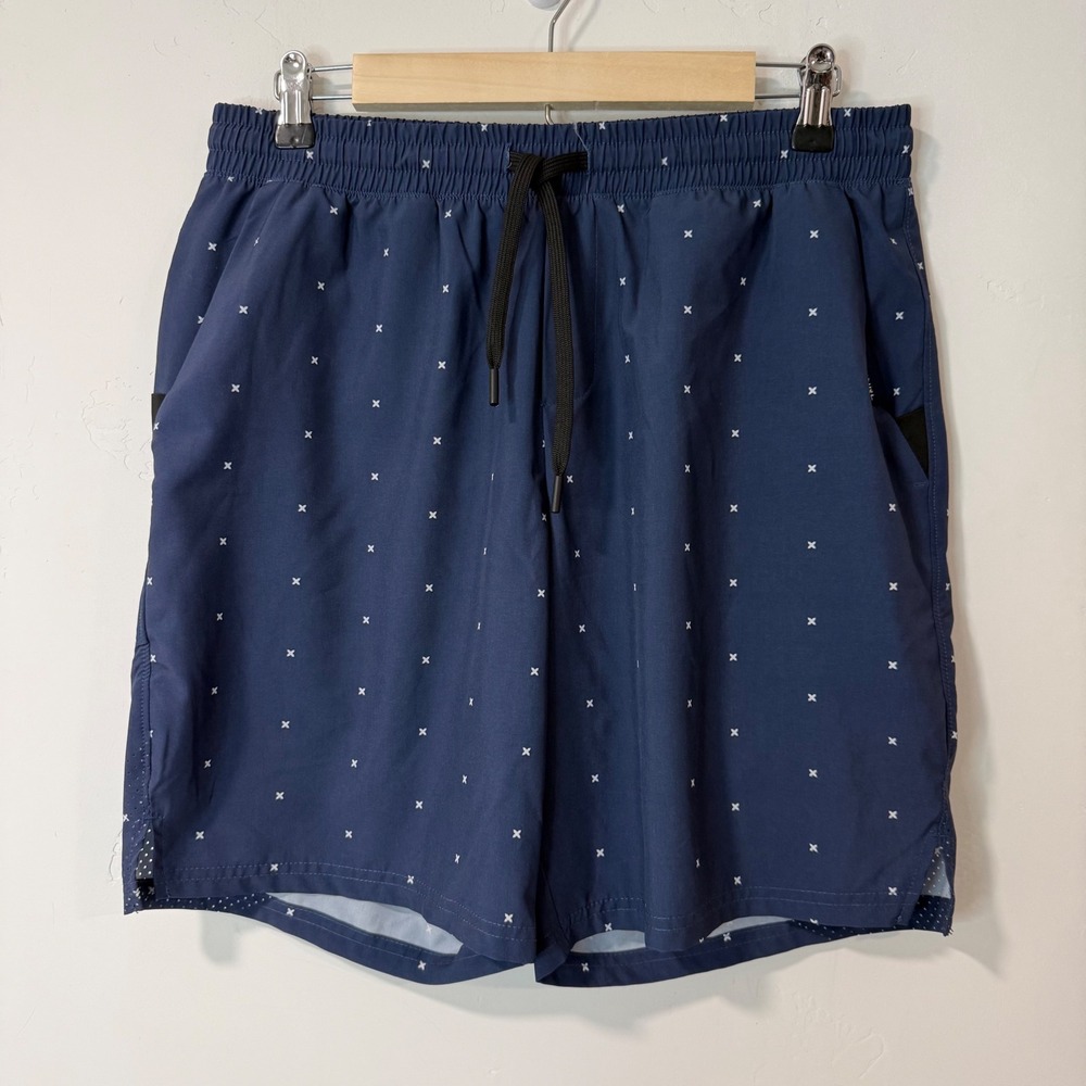UNRL Mens Stride Shorts Large Navy Blue Excellent Cross Performance Golf 7"